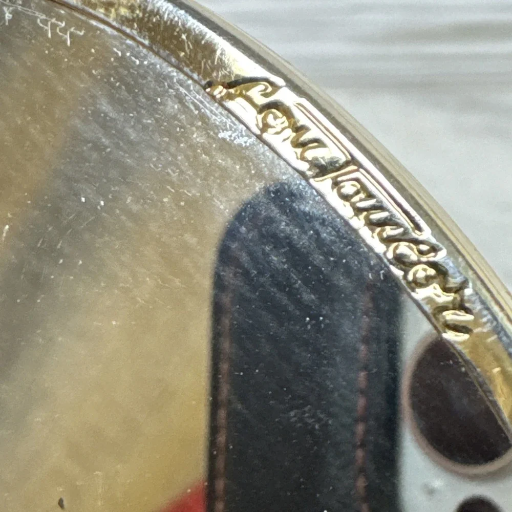 Vintage Lou Taylor Italy Swivel Gold Replacement Mirror for Purse Handbag